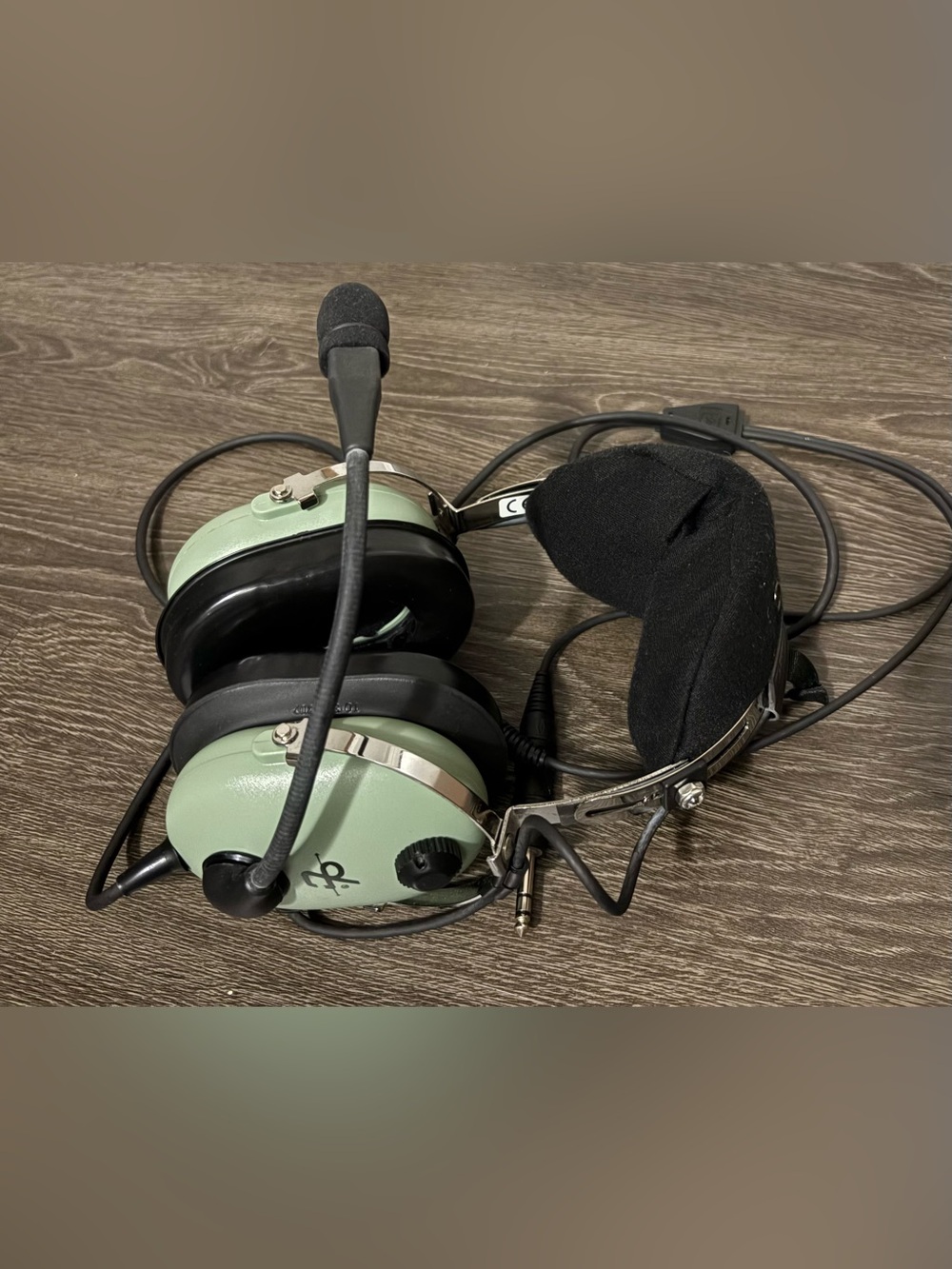 Aviation-Style Green Headset with Boom Microphone